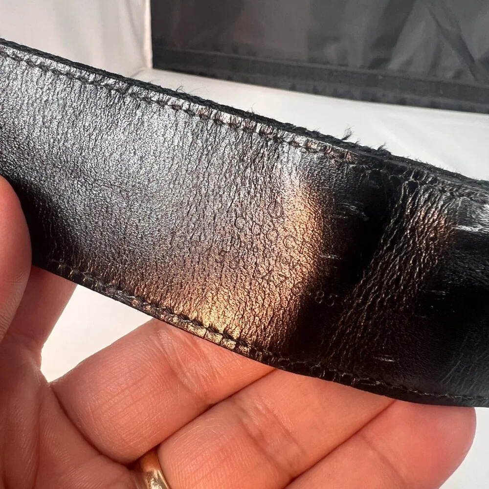 GUCCI Belt Canvas and Leather Bamboo G Buckle 37 inches black - Picture 7 of 7